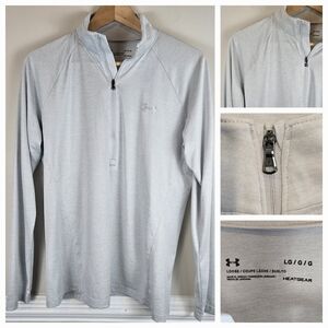 Under Armour Men's Large 1/2 Zip Pullover Loose Fit HeatGear Blue Gray A0008